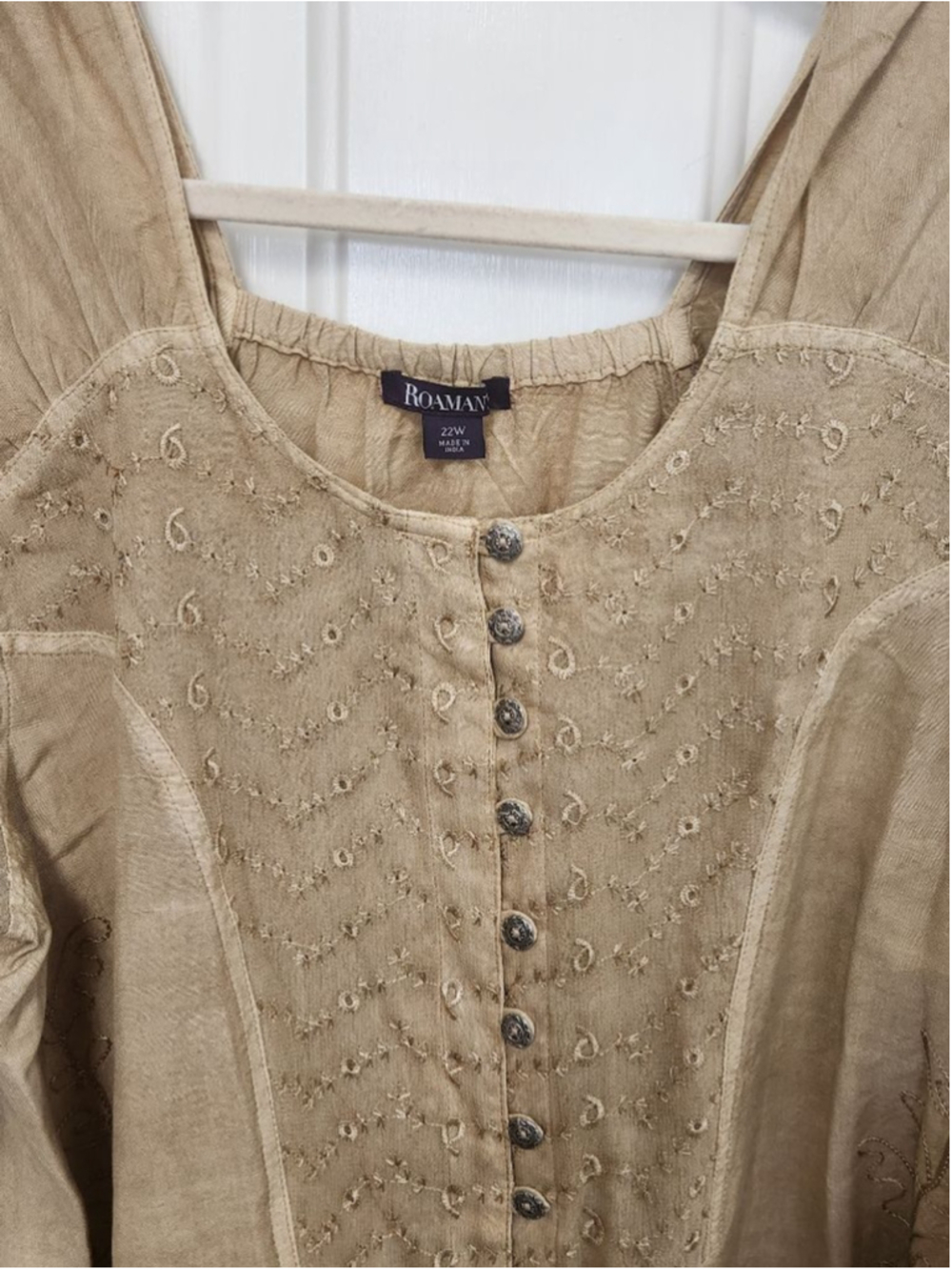 Roaman Beige Embroidered Tunic Top Plus Size 22W - Picture 6 of 11